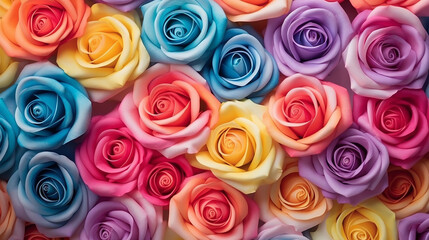 Fototapeta na wymiar multicolored roses gradient background is unusual. generative ai