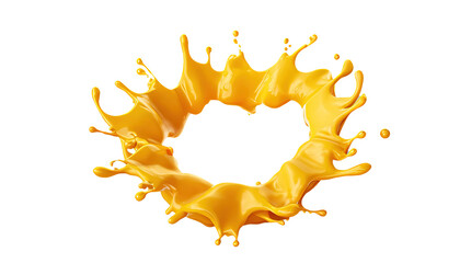 3D Rendering of Yellow Liquid Splash in the Air Isolated for Product Display of Products, food photography, product presentation, Design elements, advertising, branding, Ice cream, graphic design, 