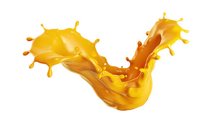 3D Rendering of Yellow Liquid Splash in the Air Isolated for Product Display of Products, food photography, product presentation, Design elements, advertising, branding, Ice cream, graphic design, 