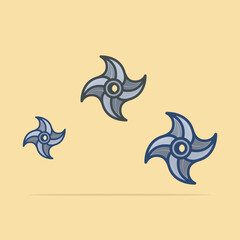 Shuriken Ninja Cartoon Vector Icon Illustration. Ninja Flat Cartoon Style