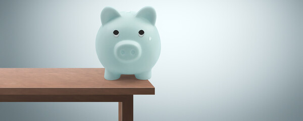Piggy bank on space for text. saving money, crisis. Business or Retirement Savings