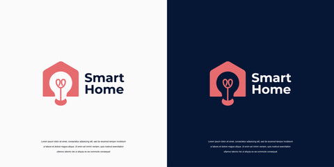 smart home logo, simple bulb house icon