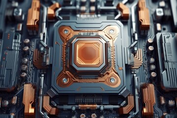 Fototapeta premium 未来的な電子回路基板の背景、ジェネレーティブ、AI