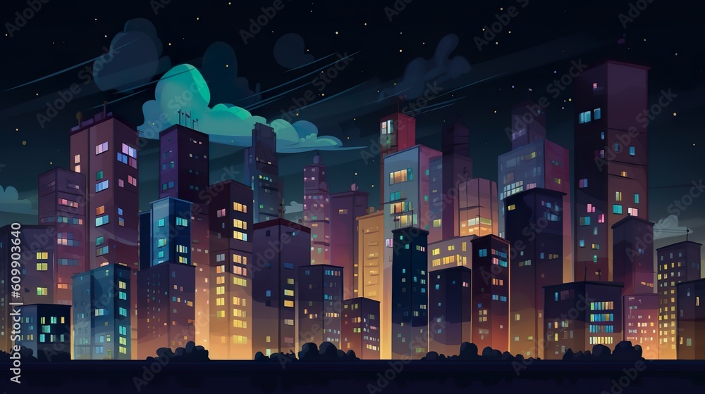 Poster abstract background illuminated city. a captivating illustration featuring an illuminated city again