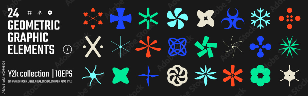 Poster vector abstract geometric graphic elements for design, collection of various form, labels, shapes, s