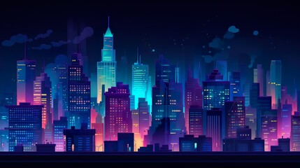Obraz na płótnie Canvas Abstract background illuminated city. Expertly crafted illustration of an illuminated city on an abstract background with neon light, designed to enhance any banner. Generative AI.