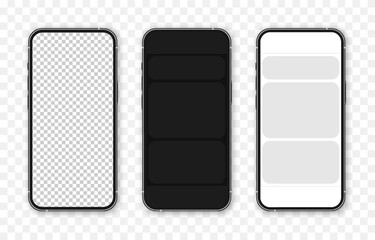 Phone vector mockup. Phone mockup png. Application template with empty windows, widgets. Empty widgets for text, pictures, buttons. Application interface.