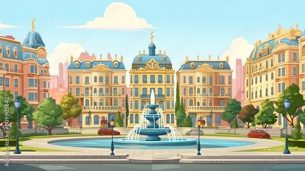 Poster background central square. dynamic illustration of a central square set against an abstract backgrou