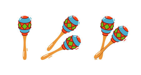 Maracas musical instrument vector flat illustration isolated over white background, drum and percussion.