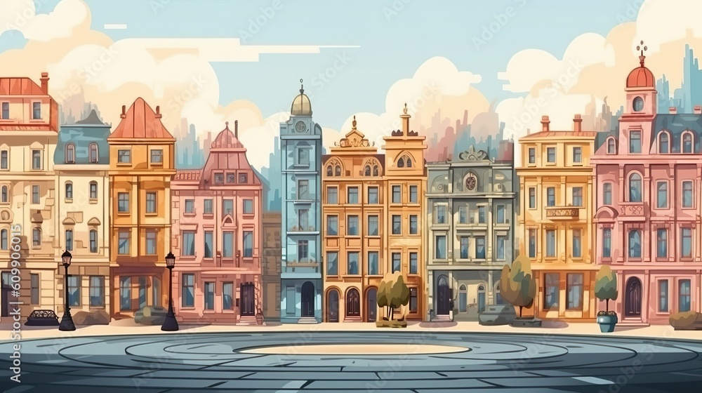 Poster background central square. illustration of a central square that brings life to the banner design on
