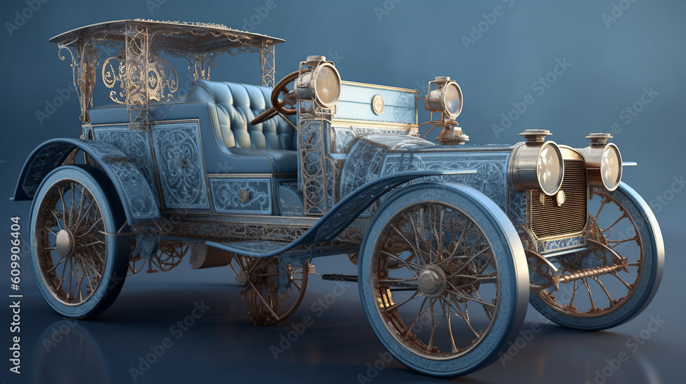 Wall mural vintage car isolated on white, generative, ai, steampunk, retro, vintage