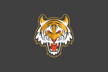 Illustration vector graphic of roar angry tiger face character. Good for mascot logo character esport