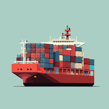 Cargo ship with containers vector isolated