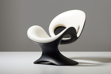 Luxurious chair in black and white color with copyspace background. Minimalist interior decoration concept. Generative AI