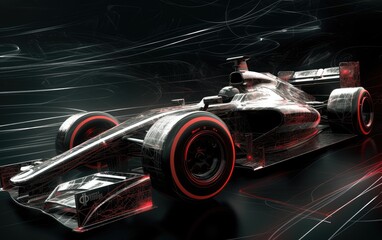 Naklejka premium Fast moving Formula 1 car. Generative AI.