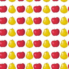 A set of pears and appels seamless patterns 1000 by 1000 pixels with fruits. Vector graphics.