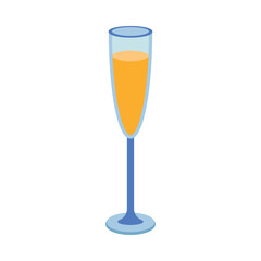 Dishes. A glass, champagne, with a drink.