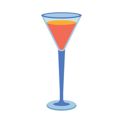 Dishes. A glass, cocktail, wineglass with a drink.