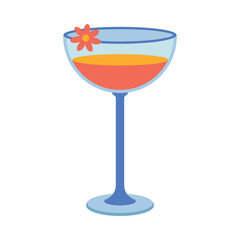 Dishes. A glass, cocktail, wineglass with a drink.