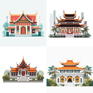 Thai style home vector illustration isolated