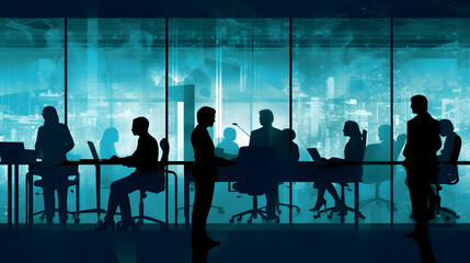 silhouettes of people at office