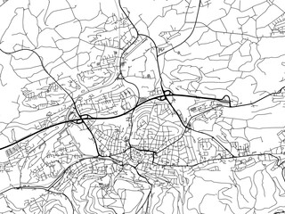 Vector road map of the city of  Iserlohn in Germany on a white background.