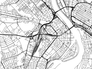 Vector road map of the city of  Ludwigshafen am Rhein in Germany on a white background.
