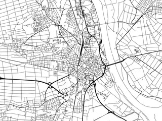 Vector road map of the city of  Worms in Germany on a white background.