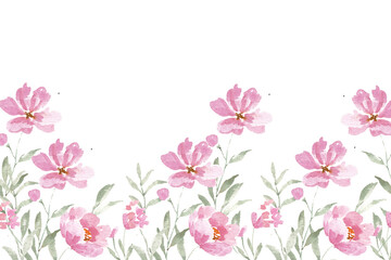 Obraz na płótnie Canvas Pink English Rose Watercolor Flower Background