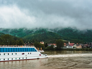 Passenger tourist ship on the Danube in the Wachau valley, Austria