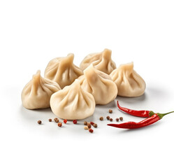 Georgian cuisine khinkali isolated on white background