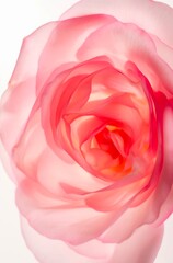 Closeup pink rose on white background. Generative AI.