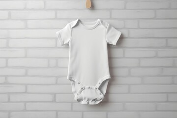Minimalistic White Baby Short Sleeve Bodysuit Mockup. Generative AI