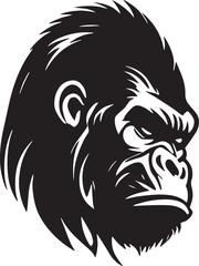 black and white illustration of a gorilla, gorilla head tattoo