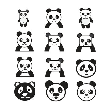 Panda cartoon character icon dessign