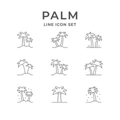 Set line icons of palm