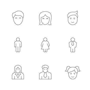 Set line icons of people