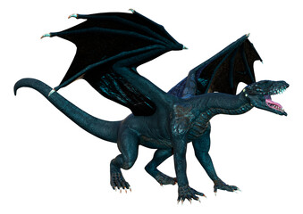 3D Rendering Fairy Tale Dragon on White