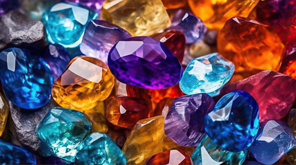 crystals, diamonds, colored crystals, crystals as many as a grain of sand, a riot of colors, precious stones,
Generative AI