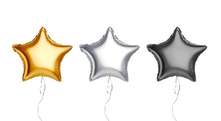 Blank black, silver, gold inflation star balloon mockup, front view © Alexandr Bognat