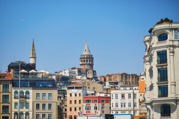 Cityscape with Galata tower and city roofs in Istanbul