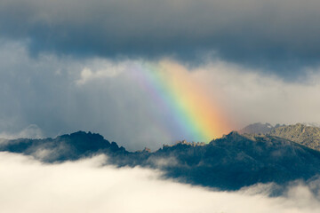 Rainbow and clouds in Guadarrama Mountains