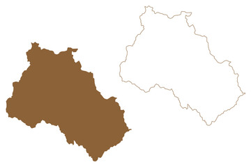 Fototapeta na wymiar Leoben district (Republic of Austria or Österreich, Styria, Steiermark or Štajerska state) map vector illustration, scribble sketch Bezirk Leoben map