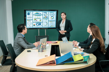 Modern Asian businessman with high confidence Committed to working together as a harmonious team Having a professional planning meeting at the company