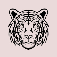 Tiger head flat vector illustration symbol on white background wild animal tattoo design