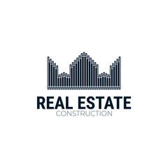 Fototapeta premium crown shaped real estate logo in monoline style