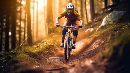 Fototapeta na wymiar Mountain bike rider, Generative AI