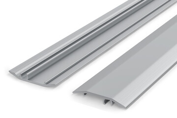 Aluminium door floor threshold profile isolated on white background - 3d rendering