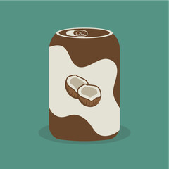 Flat Design Coconut Juice Drink with Can	