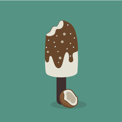 Flat Design  Illustration with Ice Lolly Cococnut